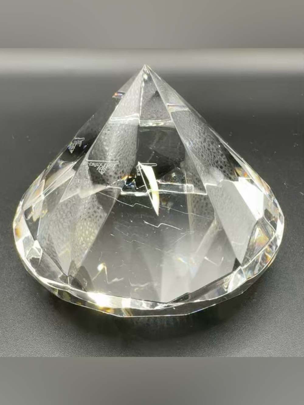 Vintage Rosenthal Germany Faceted Crystal Diamond Paperweight Signed